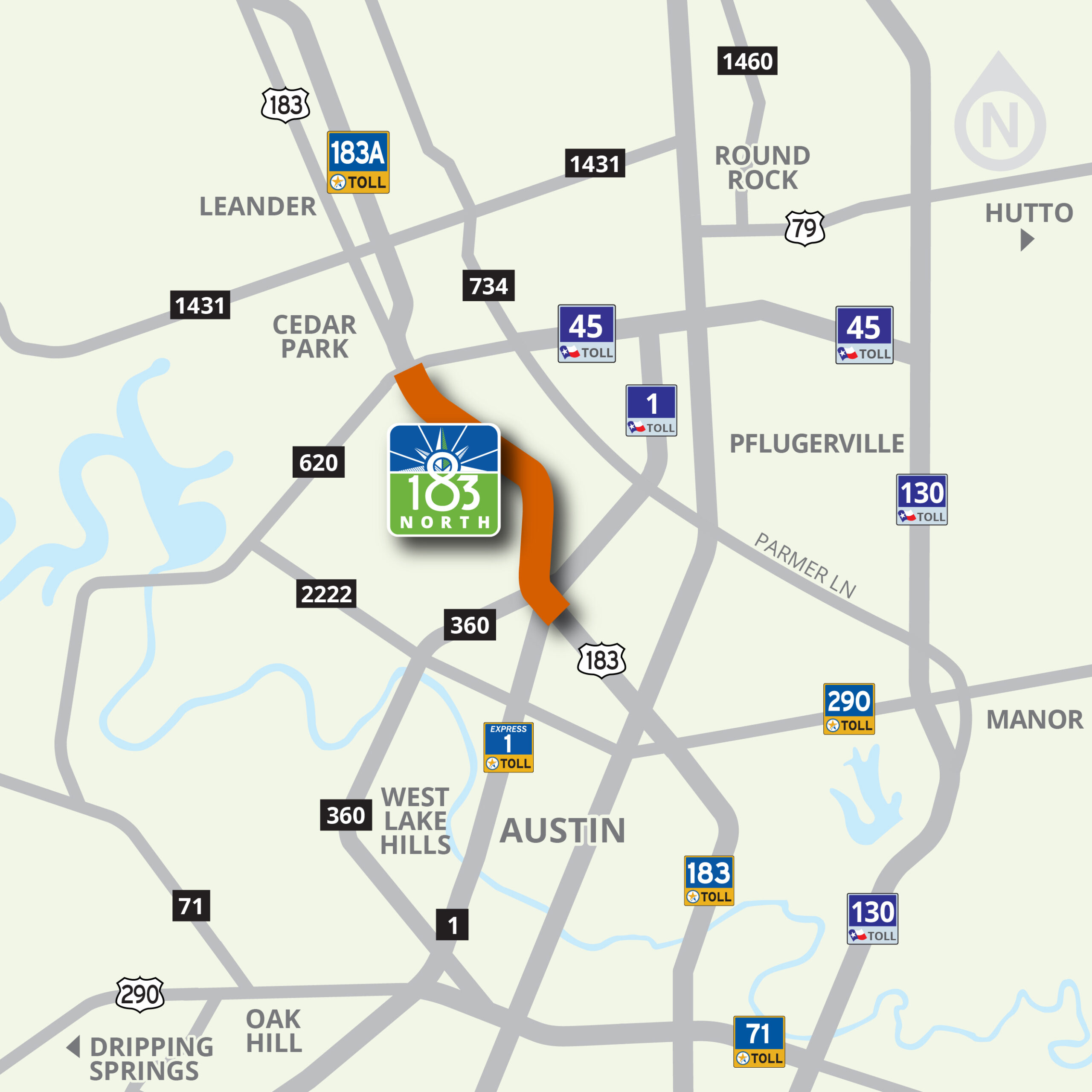 Map highlighting the 183 North project