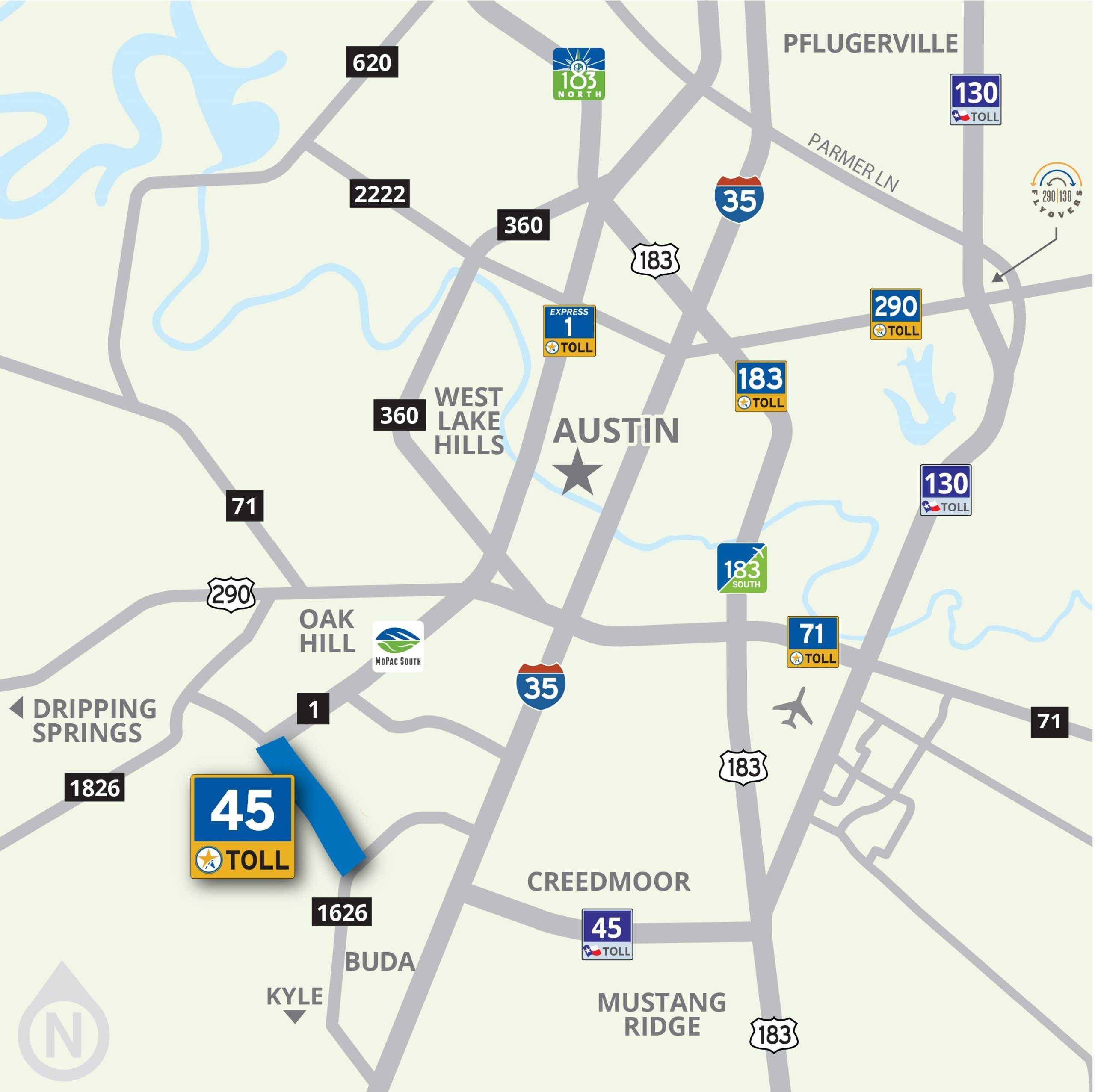 45SW Toll Map