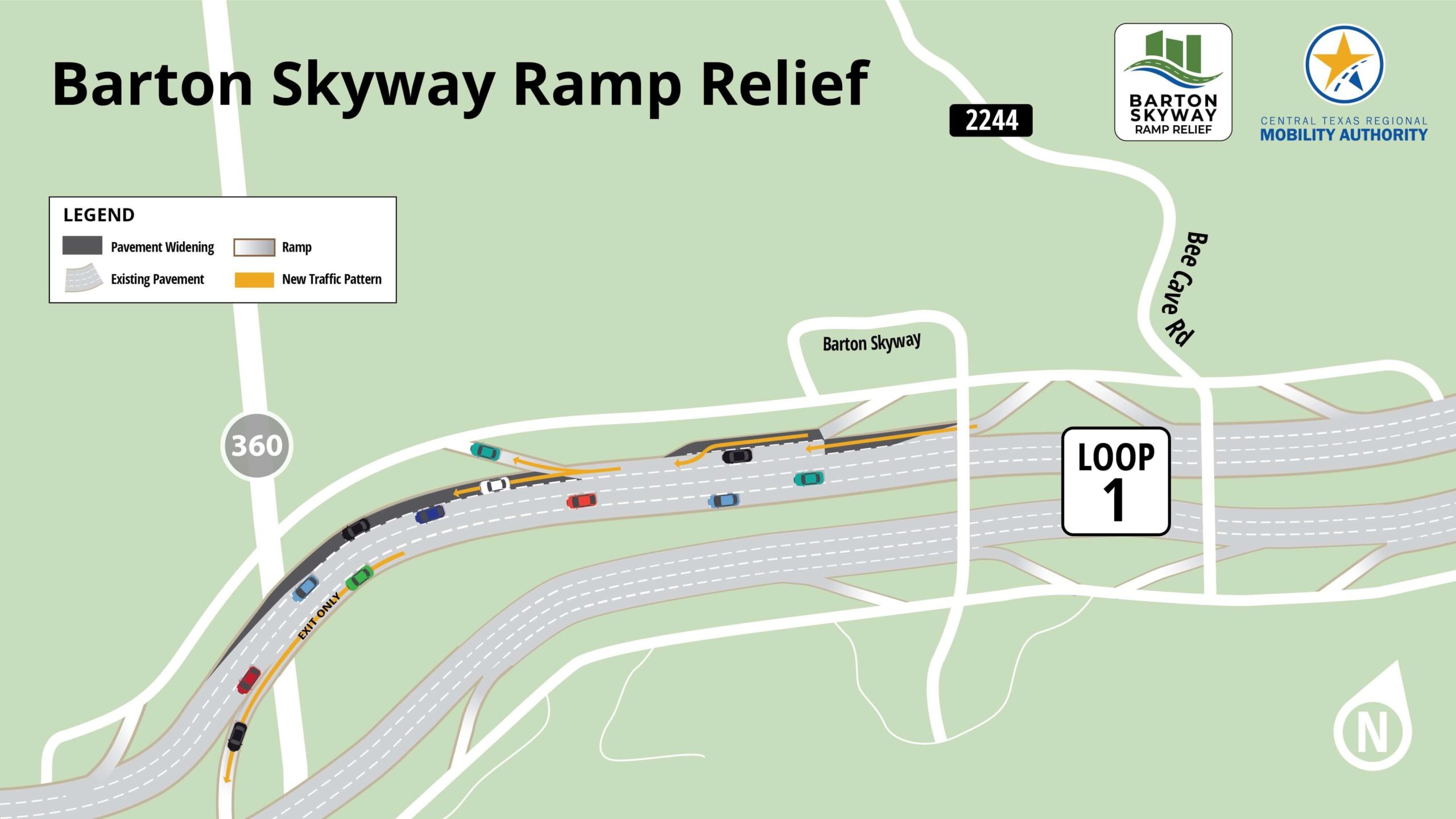 Map showing location and details of the Barton Skyway Ramp Relief