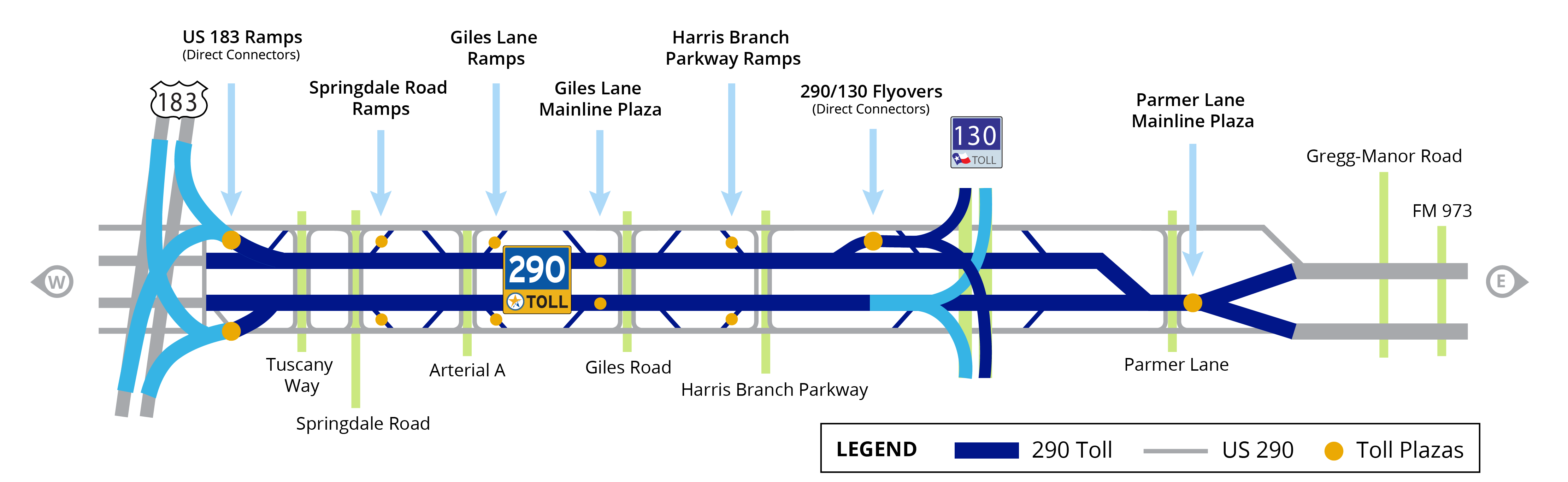 Map of the 290 toll road